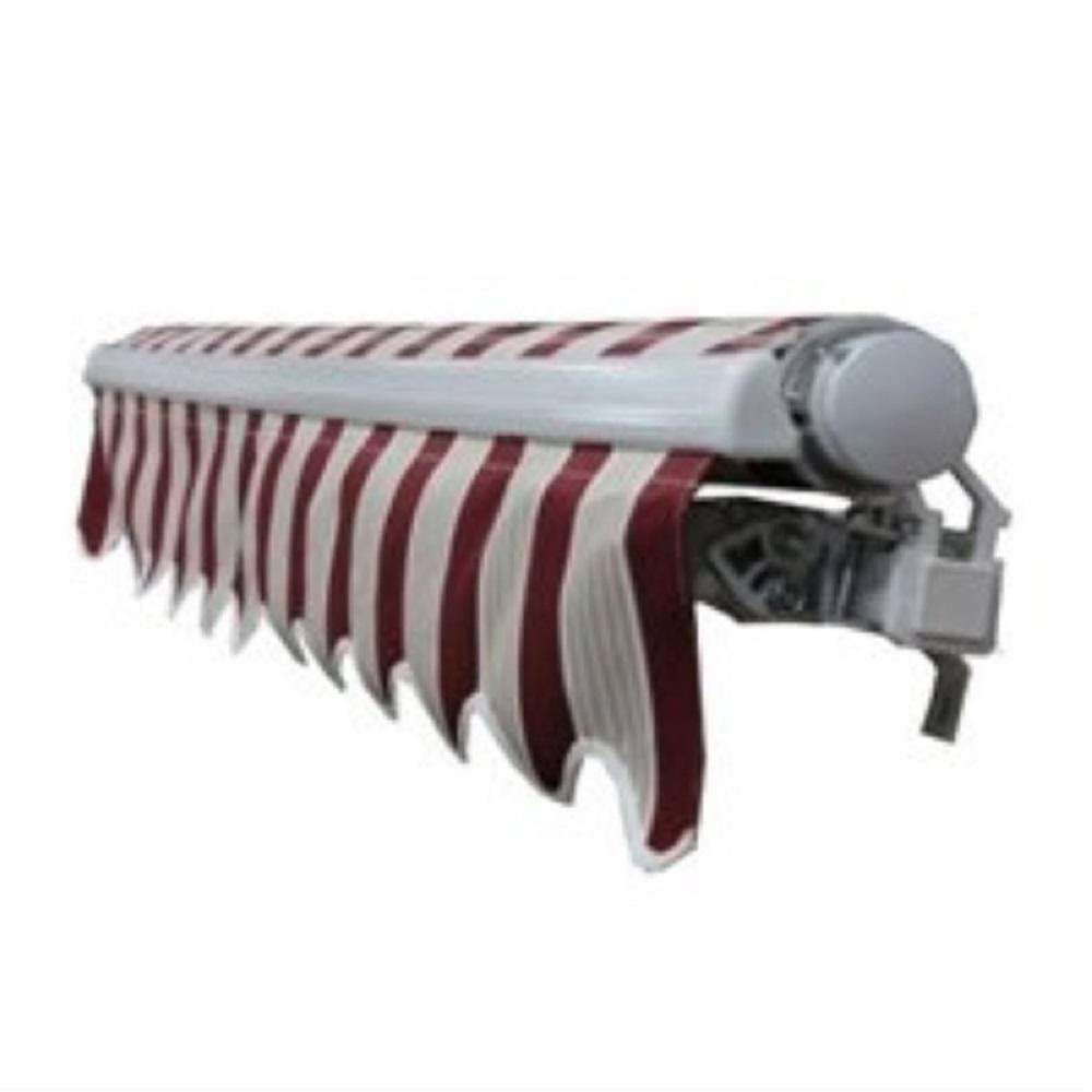 Aleko AWM20X10MSRED Retractable Motorized Patio Awning, 20& x 10&, Multi Stripe Red