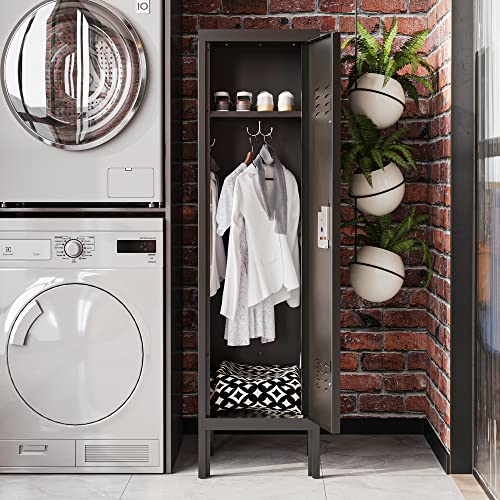 Metal Storage Cabinet, Storage Locker Employees Locker with 4 Doors, 55" Height Steel Cabinet with Lockable Doors, Storage Cabinet with Adjustable Feet for Home Office Gym.