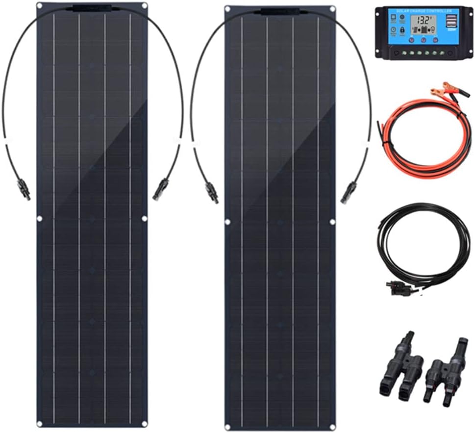Solar Panel 600W 2X 300W PET Flexible Solar Panel Portable Mono Solar Battery Charger with Controller for Car Yacht Battery Boat,with 40A Controller …