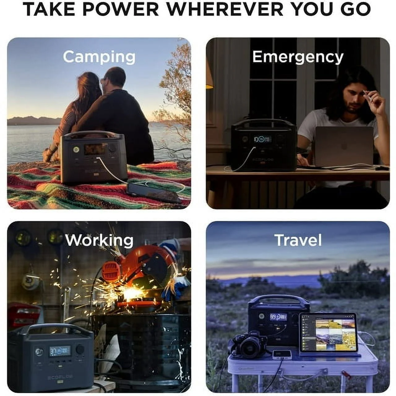 EcoFlow RIVER Pro Portable Power Station 720Wh Capacity,Solar Generator,600W AC Output for Outdoor Camping,Home Backup,Emergency,RV,off-Grid