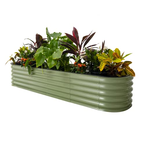 Vego garden Raised Garden Bed Kits, 17" Tall 9 in 1 8ft X 2ft Metal Raised Planter Bed for Vegetables Flowers Ground Planter Box-Modern Gray