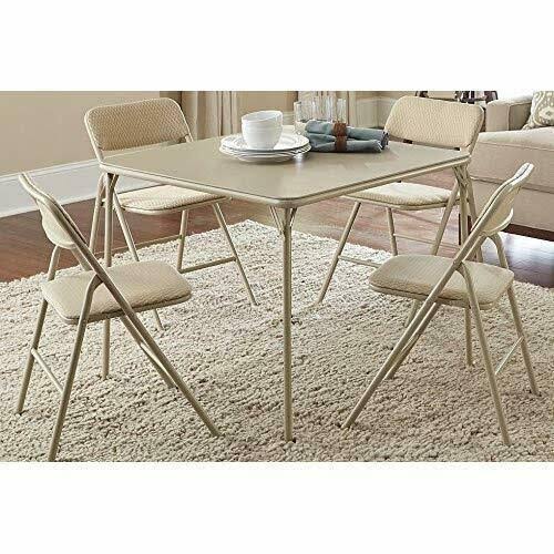 Cosco 5-Piece Folding Table and Chair Set, Wheat