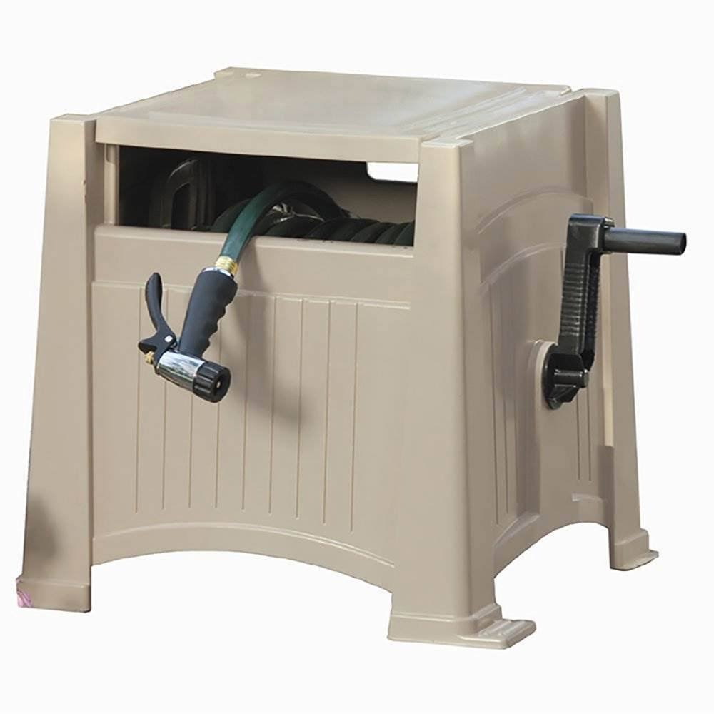 Suncast 165 ft Capacity Resin Garden Hose Reel Hideaway, Light Taupe (2 Pack)