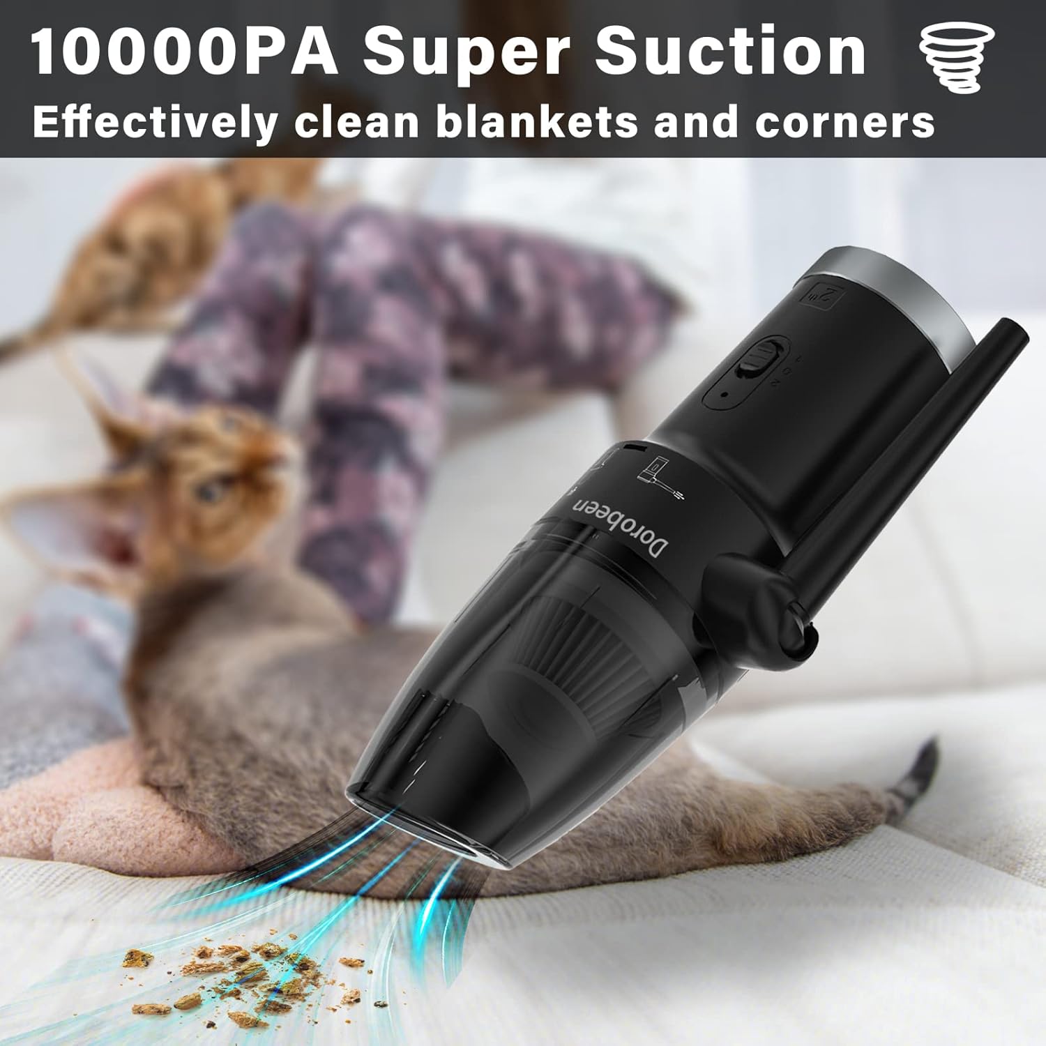 Cordless Air Duster, Blower & Vacuum 2 in 1, Compressed Air Duster, Portable Handheld Electronics Air Duster, Power 77000 RPM Motor, 10000 PA Suction, for Keyboard Car Computer Toys.