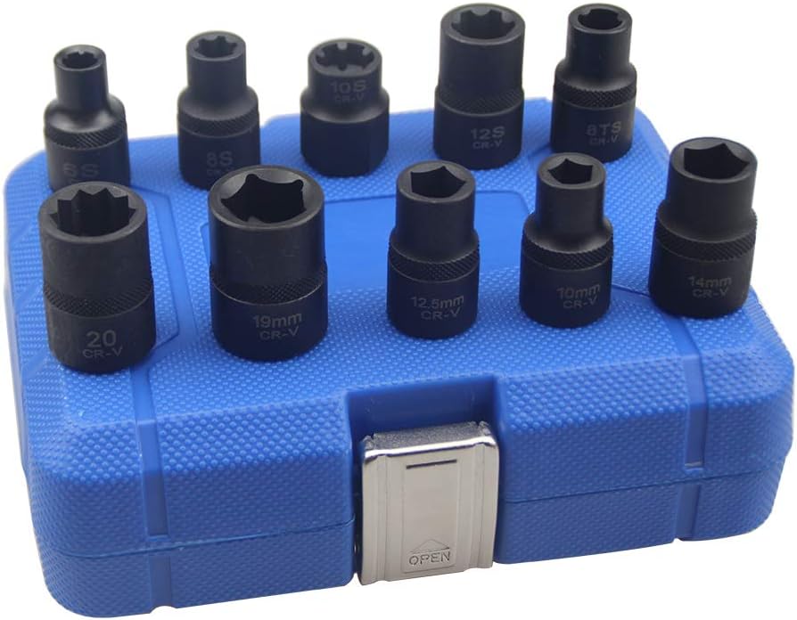 UTMALL 10PC Special Socket Cylinder Head Screw Removal Brake Caliper Socket Tool Set kit for Nissan Subaru Ford Peugeot