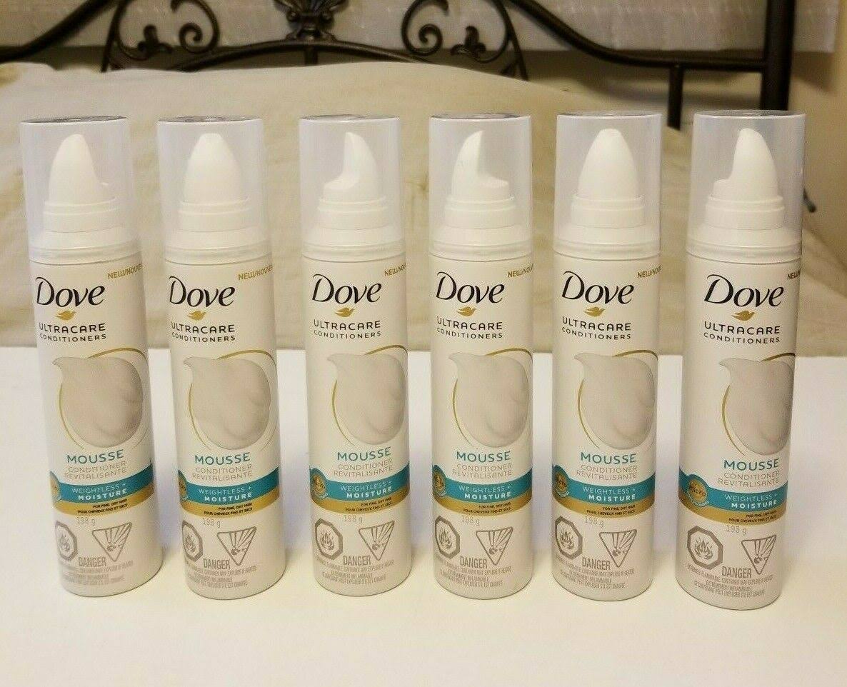 6 x Dove UltraCare Conditioners Mousse Foam Weightless Moisture 198g 7oz New