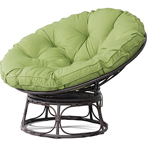 46'' Large Size Papasan Chair with Cushion and Frame Overstuffed Thickened Papasan Lounge Chair with Cushion and Frame, Lazy Chair, Circle Chair, Round Chair, Blue