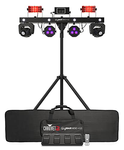 Chauvet DJ GigBAR 2 4-in-1 Multi-Effect Lighting System with Tripod Stand, Wireless Footswitch, 2 DMX Cables, and Austin Bazaar Polishing Cloth