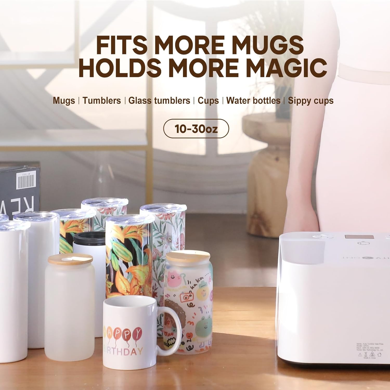 HTVRONT Auto Tumbler Heat Press Machine with 12pack Sublimation Mugs Blanks 11 oz