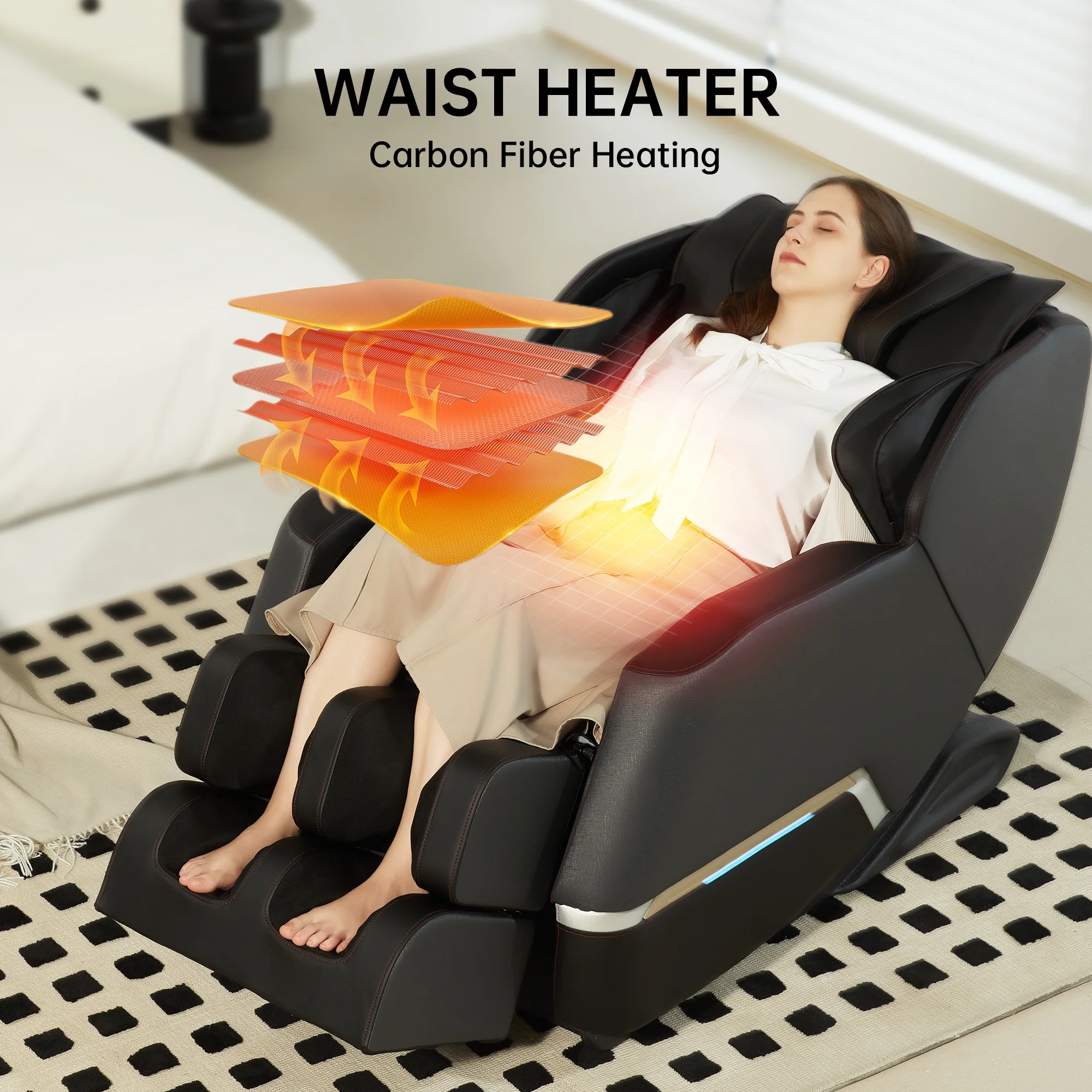 Real Relax Full Body Zero Gravity Shiatsu Recliner Electric Massage Chair, Black