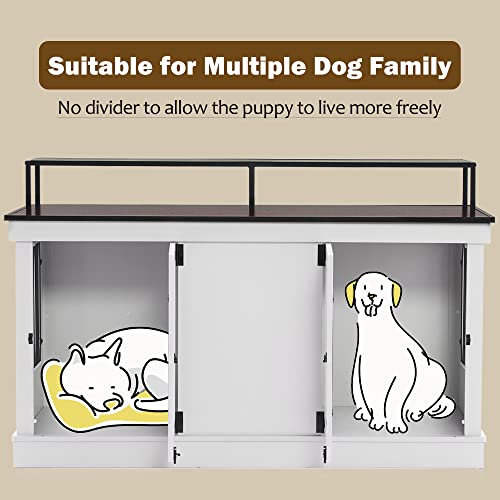 MCombo Large Dog Crate Furniture TV Stand, Wooden Dog Kennel with Double Doors, Indoor Furniture Style Dog Crate House End Table, 1861 (Brown)