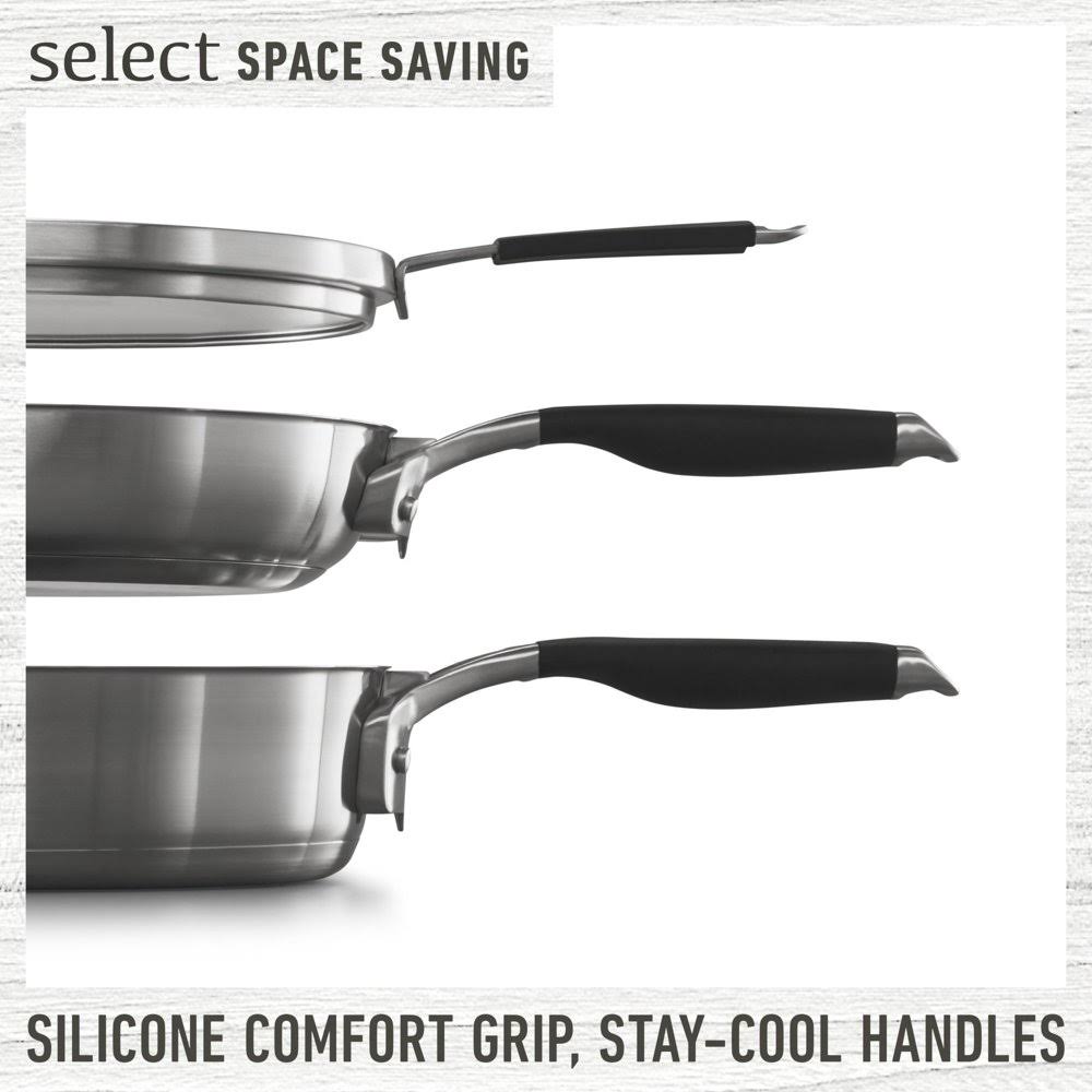 Select by Calphalon Stainless Steel Space Saving Fry Pan Set