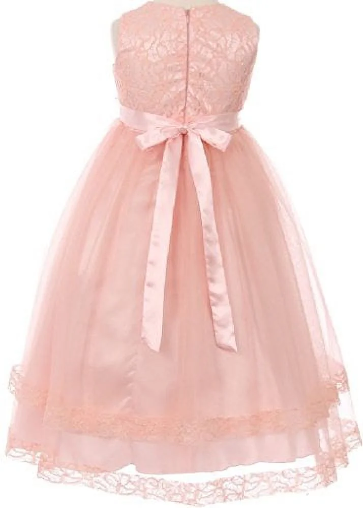 Big Girls' Sleeveless Dress Lace Trim Flowers Corsage Rhinestone Easter Flower Girl Dress Yellow 8 (C50C25C) - Curated Treasures Market