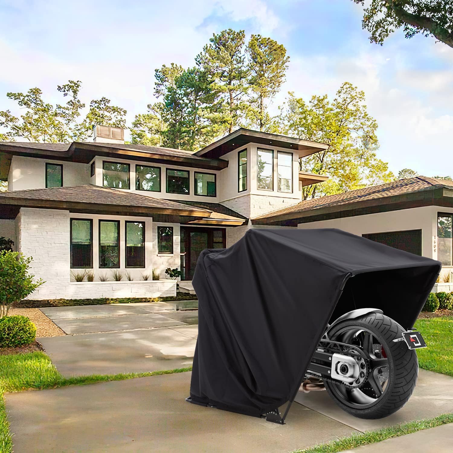YOLENY Heavy Duty Motorcycle Shelter, Motorcycle Tent, Motorcycle Storage Sheds, Strong Frame Oxford Motorcycle Shed, 106" Motorcycle Cover Waterproof Outdoor, with Carry Bag