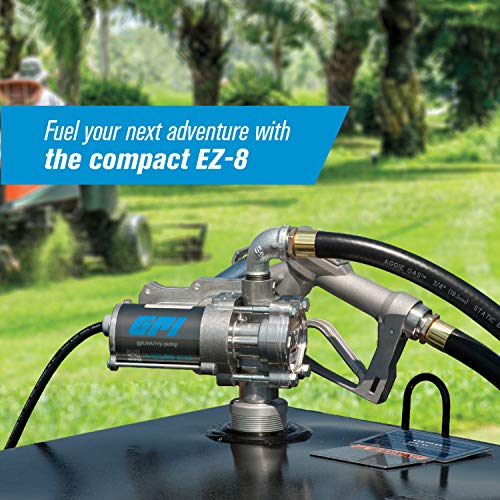 GPI - EZ-8 Fuel Transfer Pump, Manual Nozzle or Pump Only, 8 GPM fuel pump, 10' Hose, Power Cord, Adjustable Suction Pipe