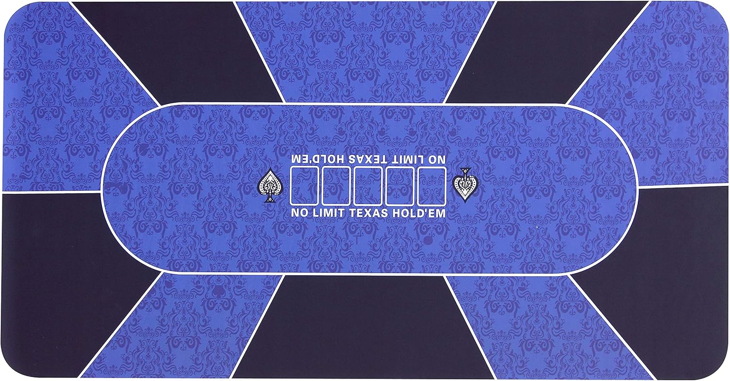 70'' x 35'' Professional Poker Mat, 8 Player Portable Rubber Texas Hold'em Poker Table Top Layout w/Carrying Bag to Play Cards, Poker Games, Blackjack, Casino