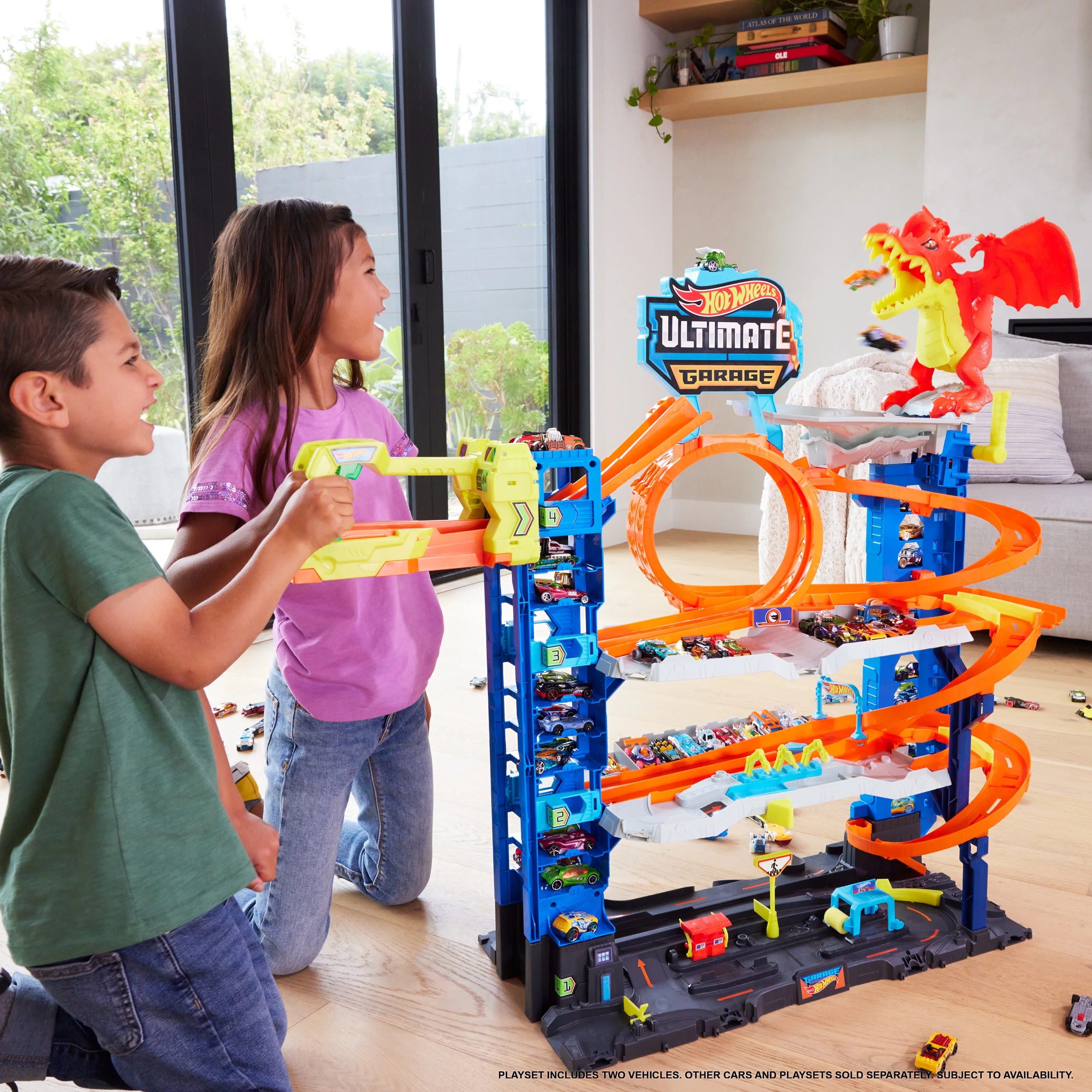 Hot Wheels City Ultimate Garage Playset with 2 Die-Cast Cars, Toy Storage for 50+ Cars