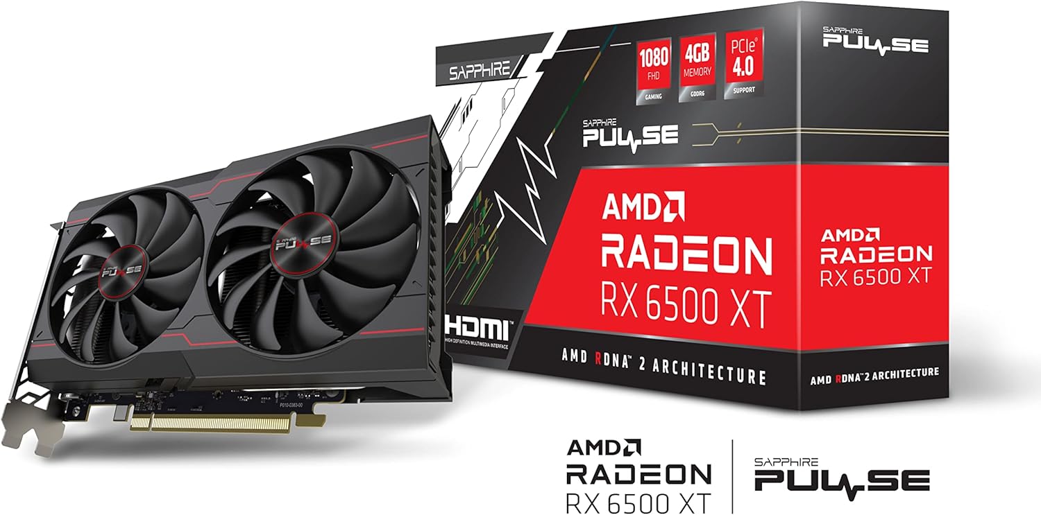 Sapphire Technology 11314-01-20G Pulse AMD Radeon RX 6500 XT Gaming OC Graphics Card with 4GB GDDR6, AMD RDNA 2