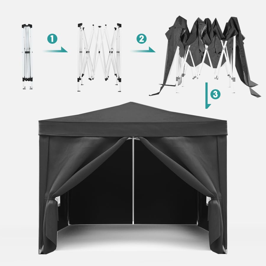 10x20 White Pop Up Canopy Tent Heavy Duty with 6 sidewalls Commercial Outdoor Party Tent Event Wedding Tents Instant Canopy Gazebo with Carry Bag UPF 50+ Waterproof Adjustable Height
