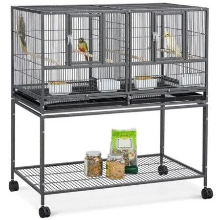 Divided Breeder Breeding Parakeet Bird Cage for Canary Cockatiel Parrot Lovebird, Size: 37.6