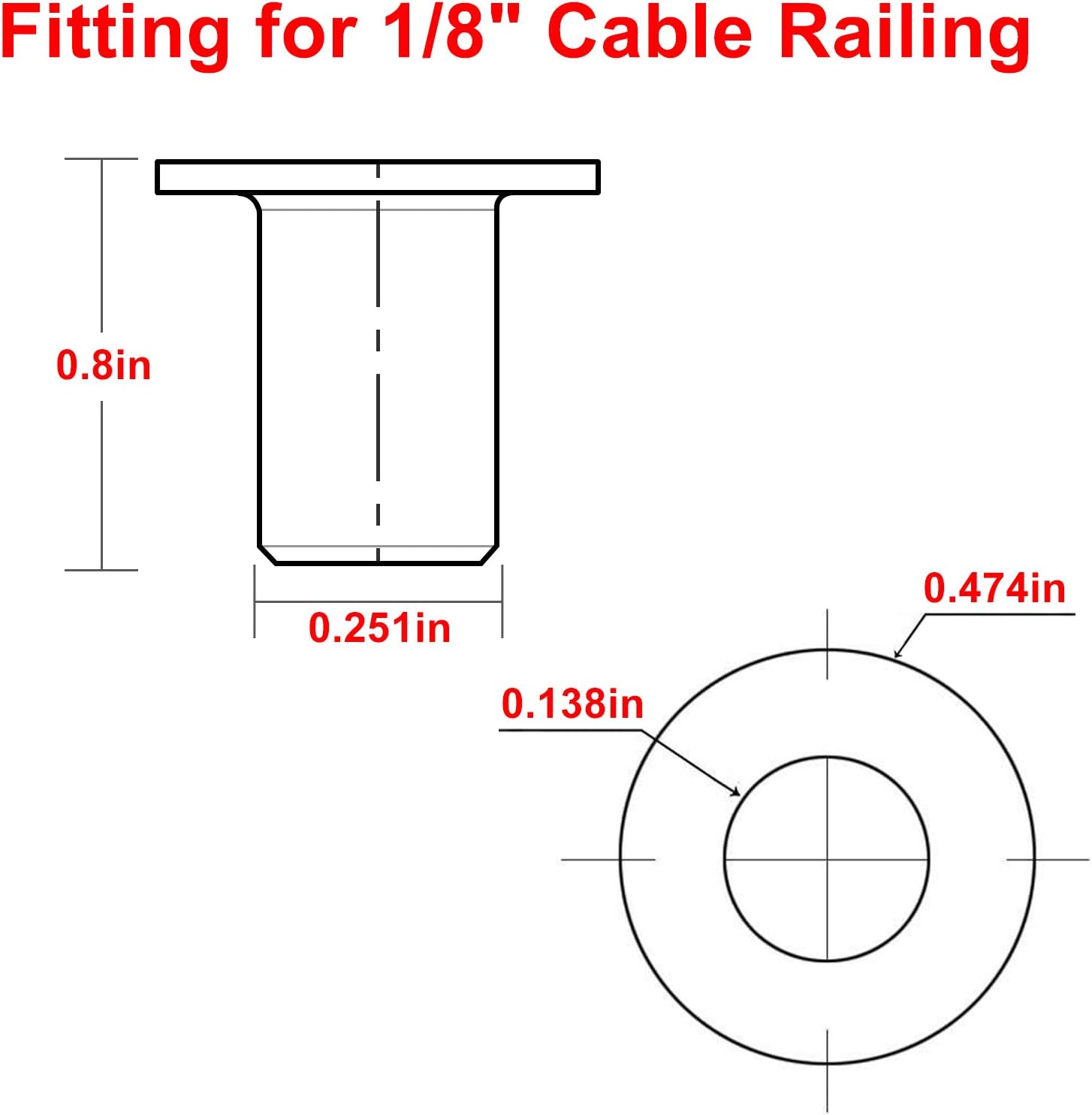 BLIKA 120 Pack Stainless Steel Protector Sleeves for 1/8 Wire Rope Cable Railing, Cable Railing Protector Sleeves, Deck Cable Railing Kits