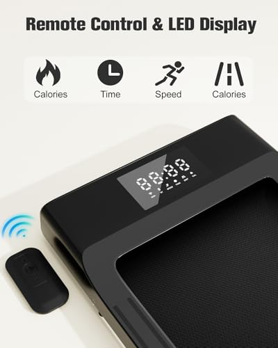 DeerRun Walking Pad 2 in 1 Under Desk Treadmill, 2.5HP Low Noise Walking Pad Running Jogging Machine with Remote Control for Home Office, Lightweight Portable Desk Treadmill Installation Free