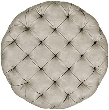 Jennifer Taylor Home Ace Round Tufted Accent Ottoman Warm Gray
