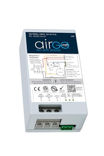 AIRGO AC Soft Starter. Proprietary Reverse Motor Protection for Utility and/or Generator Power, Easy DIY Install - Wire kit Included, Install Inside AC with Smallest Soft Start Available.