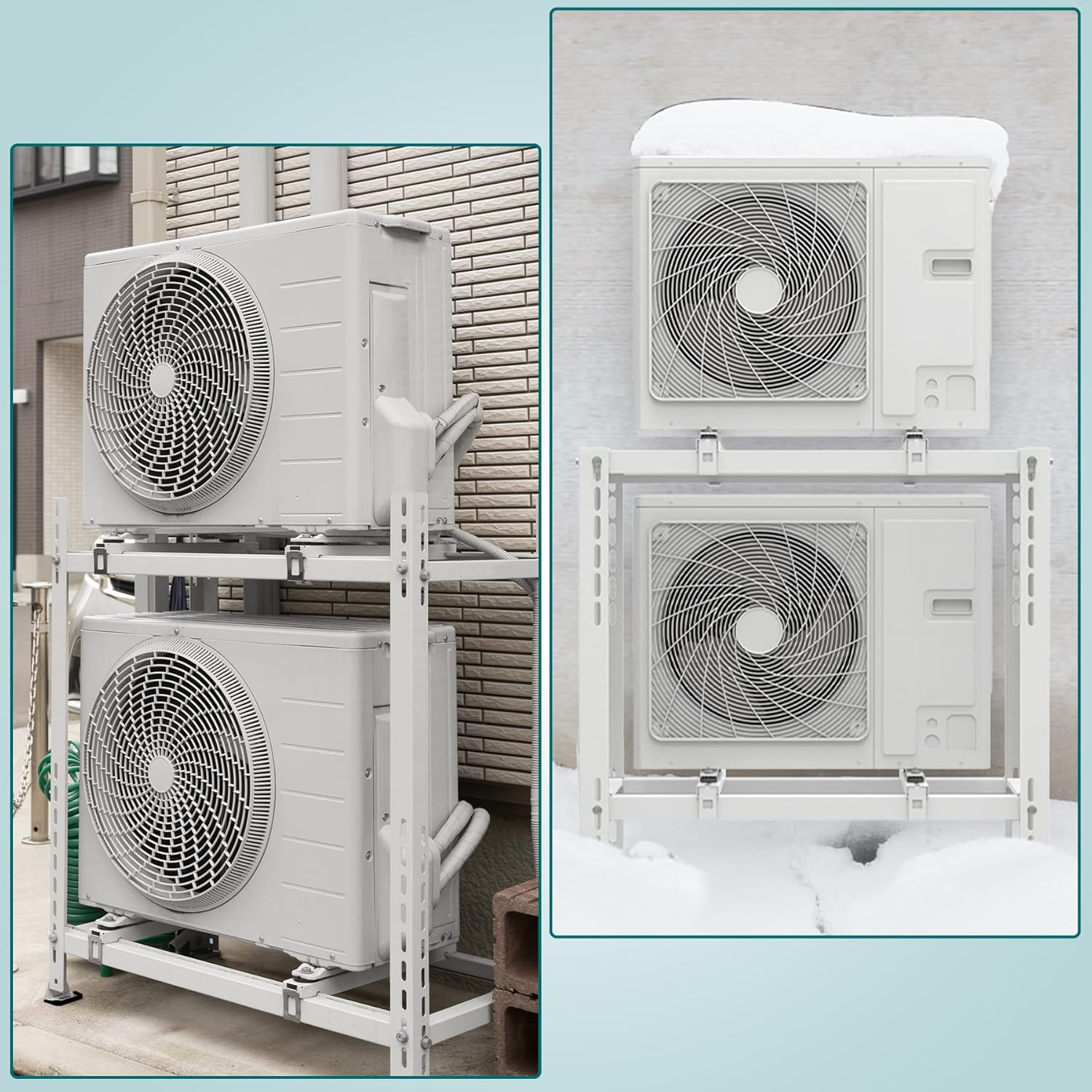 Ground Stand for Mini Split Air Conditioners Heat Pump System,Heavy Duty Mini Split Support Bracket,Floor Stand Ground Mounting Base for 9,000-18,000 BTU Condenser,Double Levels