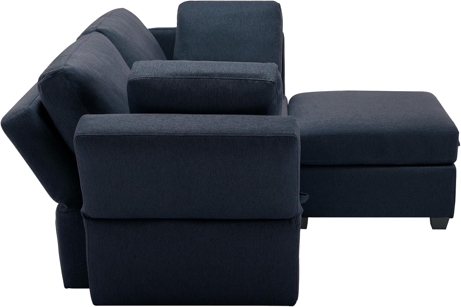 Space Saving Small Sectional Sofa with Ottoman, 2 Seater Sofa with 1 Ottoman, All Seats and Ottomans with Storage Function - Blue