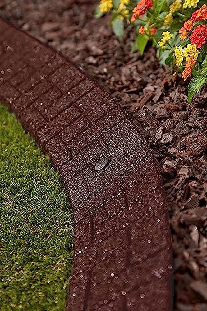 Premium Rubber Angled Terracotta Landscape Edging - 4 ft. Long, 3.5 in. High 4 in. Deep - 4 Pack (Brown) - Curated Treasures Market