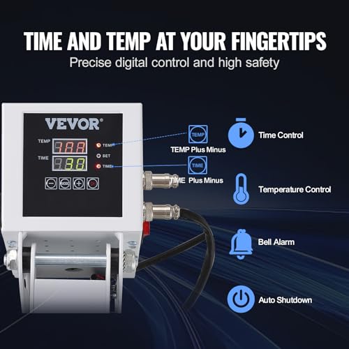VEVOR Heat Press, Heat Press Machine for T-Shirt, Fast Heating, High Pressure Heat Press 15x15, Power Digital Industrial Sublimation Printer for Heat Transfer Vinyl, Easy to Use, White