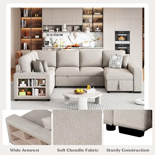Oversized U-Shaped Sectional Sofa Couch Plush Corduroy Upholstered Modular Deep Seat Sofa&Couch Sectional W/Right Facing Chaise Lounge and 7 Toss Pillows for Home Apartment Living Room Furniture Sets
