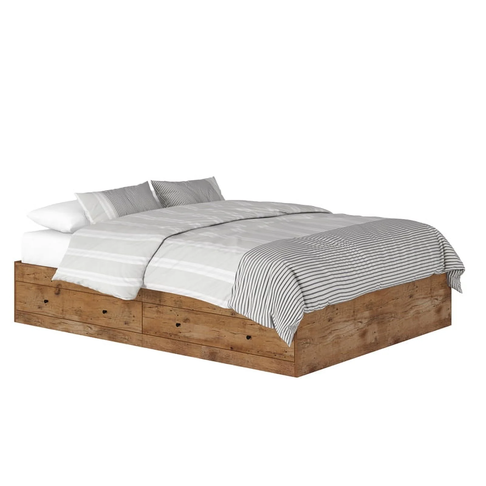 Sauder Boulevard Cafe Engineered Wood Queen Storage Bed in Vintage Oak Finish