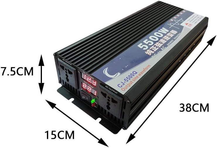 Inverter 5500w, Pure Sine Wave Power Inverter, Dc 12v/24v/48v/60v/72v to 110v/220v Ac Converter, Dual Digital Display and Dual Sockets, Suitable for Rv, and Outdoor Emergency,48V-5500W-110V