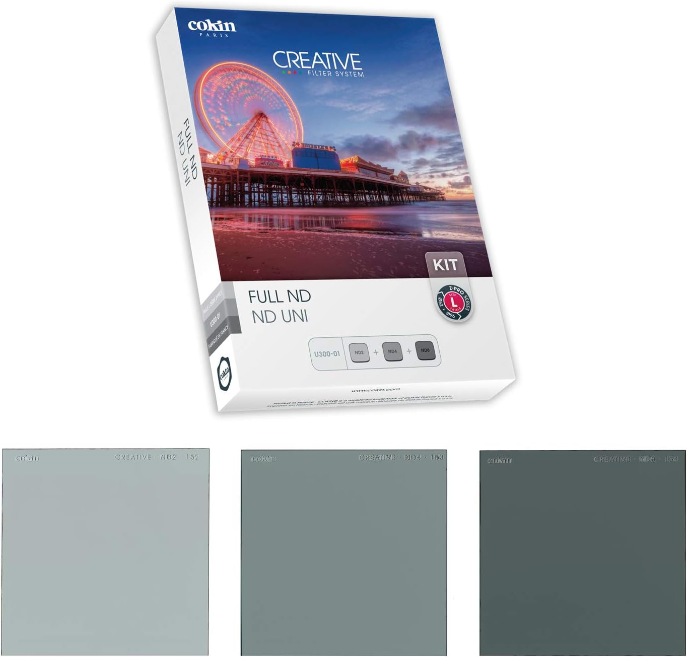 Cokin Square Filter Full ND Creative Kit - Includes ND2 (1-Stop), ND4 (2-Stop), ND8 (3-Stop) for L (Z) Series Holder - 100mm X 100mm