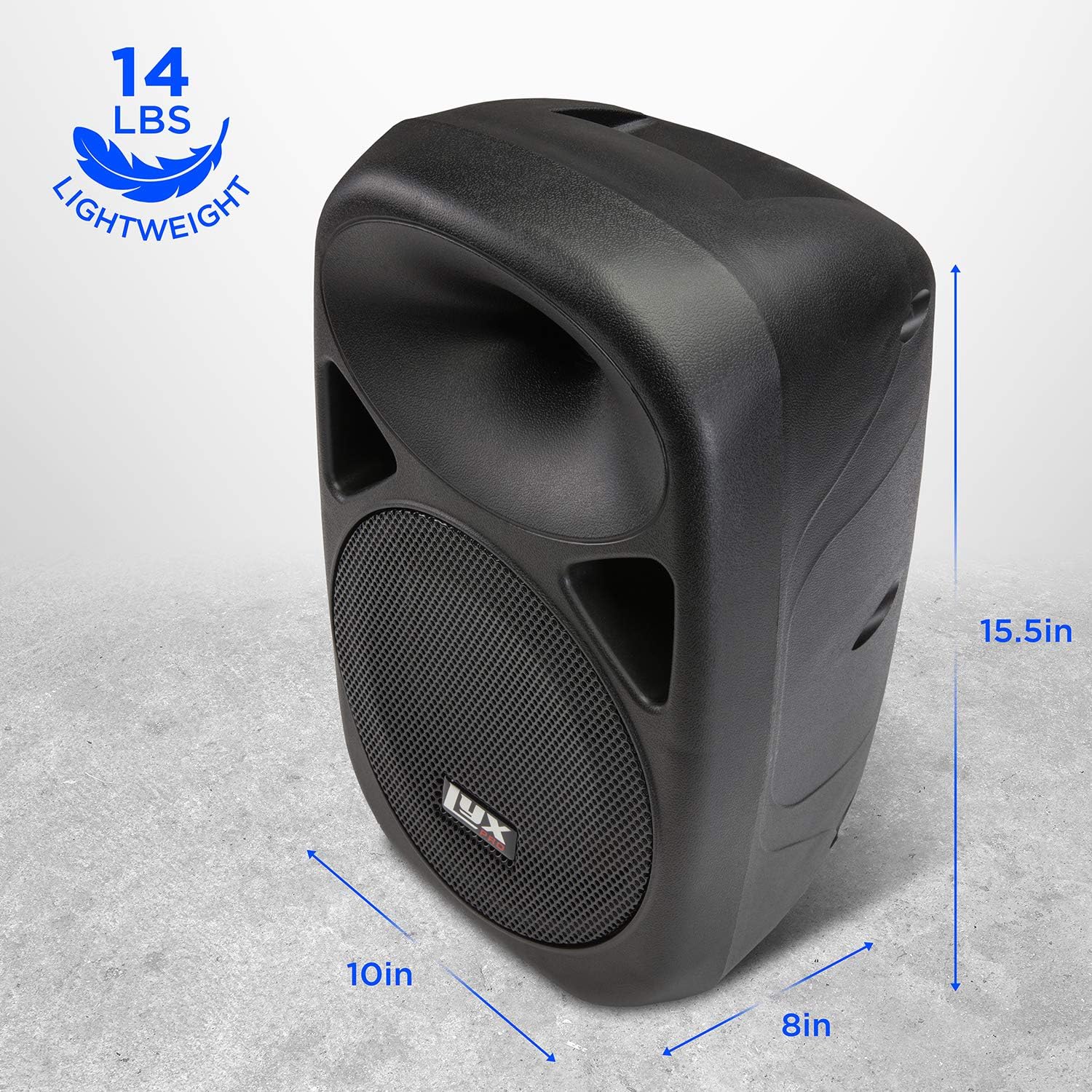 LyxPro 15 Inch PA Active Speaker System Compact and Portable with Equalizer, Bluetooth, MP3, USB, SD Card Slot, XLR, 1/4��, 3.5mm Input, Carry Handles, SPA-15