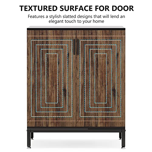 Shoe Cabinet with Doors, 20 Pairs Entryway Shoe Storage Cabinet Modern Storage Organizer for Closet, Living Room, Bedroom (Brown/Black)
