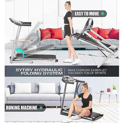 SYTIRY Treadmills for Home with TV Screen and WiFi,Smart Folding Treadmill Machine,3D Virtual Sports Scene,HiFi Speakers,Popular APP for Social Networking, Video, and Search,Walking Treadmill