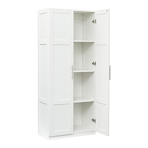 Bedroom Armoire Wardrobe with Doors and Shelevs,Clothing Storage Cabinet, Two Door Kitchen Cabinet, Wood Closet Organzier for Bedroom, Laundry Room White (23.62" L x 16.93" W x 70.87" H)