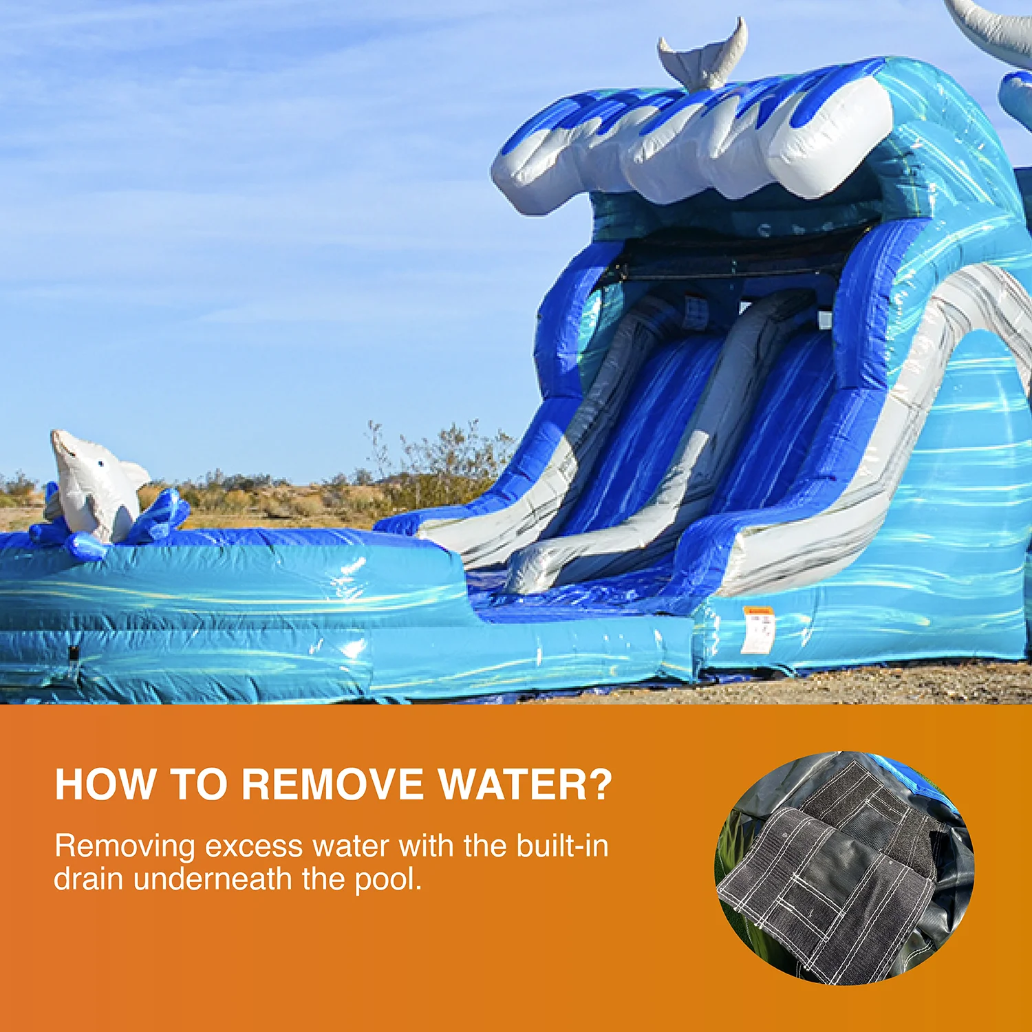 JumpOrange Outdoor Commercial Grade Inflatable Bounce House Water Slide with Pool for Kids and Adults