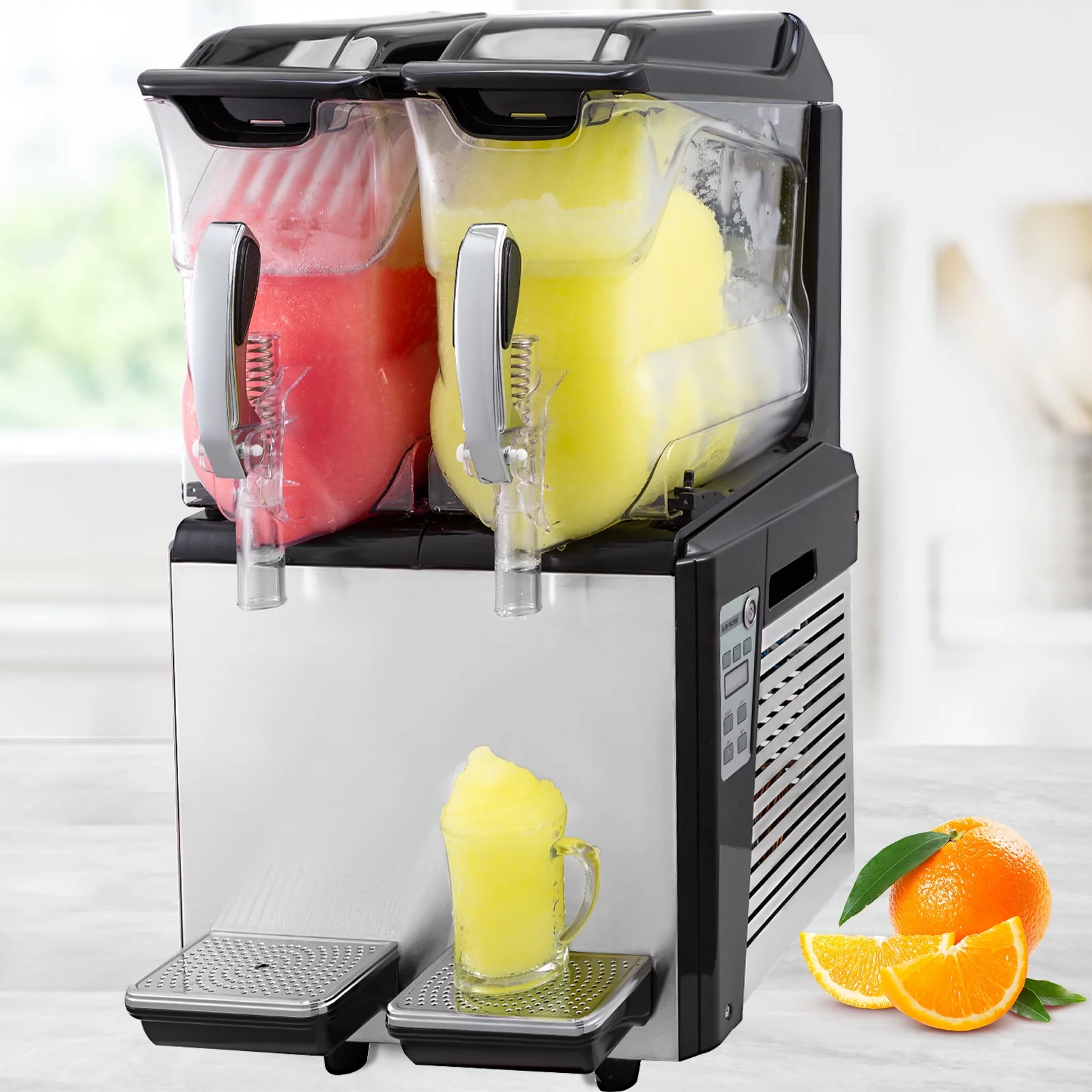 VEVORbrand Commercial Slushy Machines 20L,Slushy Machine 220V,Slush Frozen Drink Machine,Slushy Making Machine Double Tank Suitable for Commercial Use
