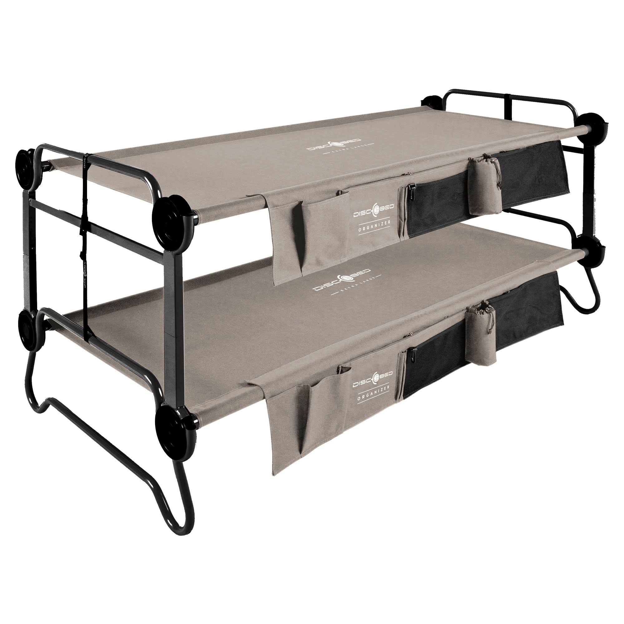 Disc-O-Bed XL Cam-O-Bunk Bench Bunked Double Camping Cot with Organizers, Tan