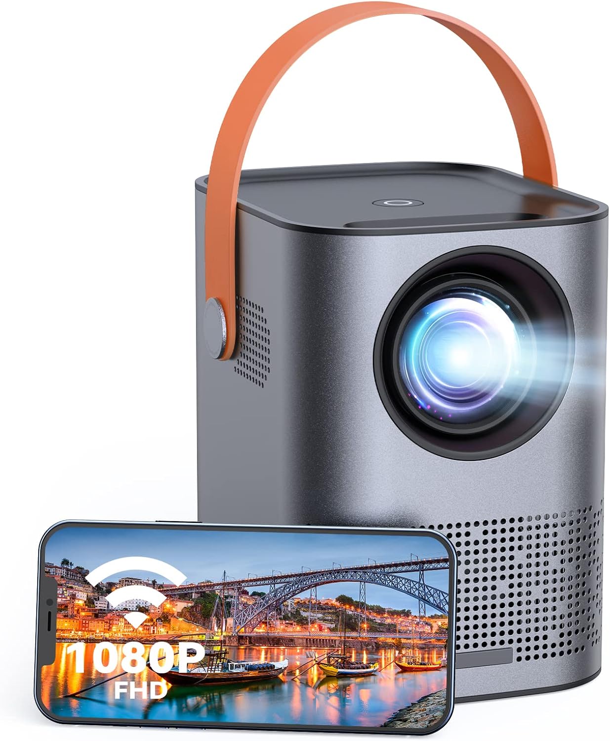 Projector [Upgraded], Mini Projector 1080P FHD, Portable Projector 200" Screen Supported, WiFi Projector with Bluetooth Remote Control, Compatible with TV Stick,HDMI,USB,Laptop,iOS & Android