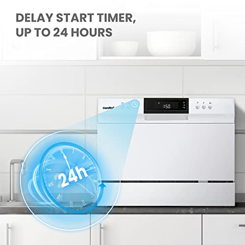 COMFEE’ Countertop Dishwasher, Energy Star Portable Dishwasher, 6 Place Settings & 8 Washing Programs, Speed, Baby-Care, ECO& Glass, Dish Washer for Dorm, RV& Apartment, Black
