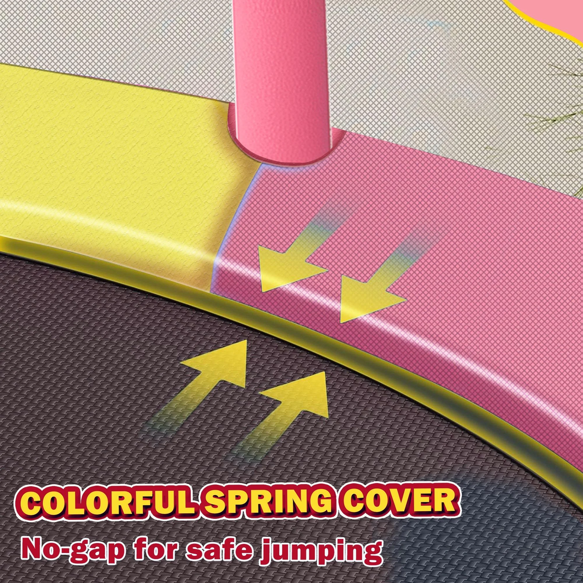 55'' Mini Trampoline for Kids, Small Toddler Trampoline with Enclosure, Indoor Outdoor Trampoline with Basketball Hoop, Adjustable Bar and Rings, Swing and Boxing Bag