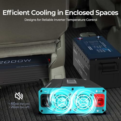 Renogy Inverter PUH, 3000W Pure Sine Wave Power Inverter with UPS Transfer Switch & Bluetooth, 12V DC to 120V AC Converter for RV, Truck, Home,Camping - 6000W Surge Power, Remote Monitoring