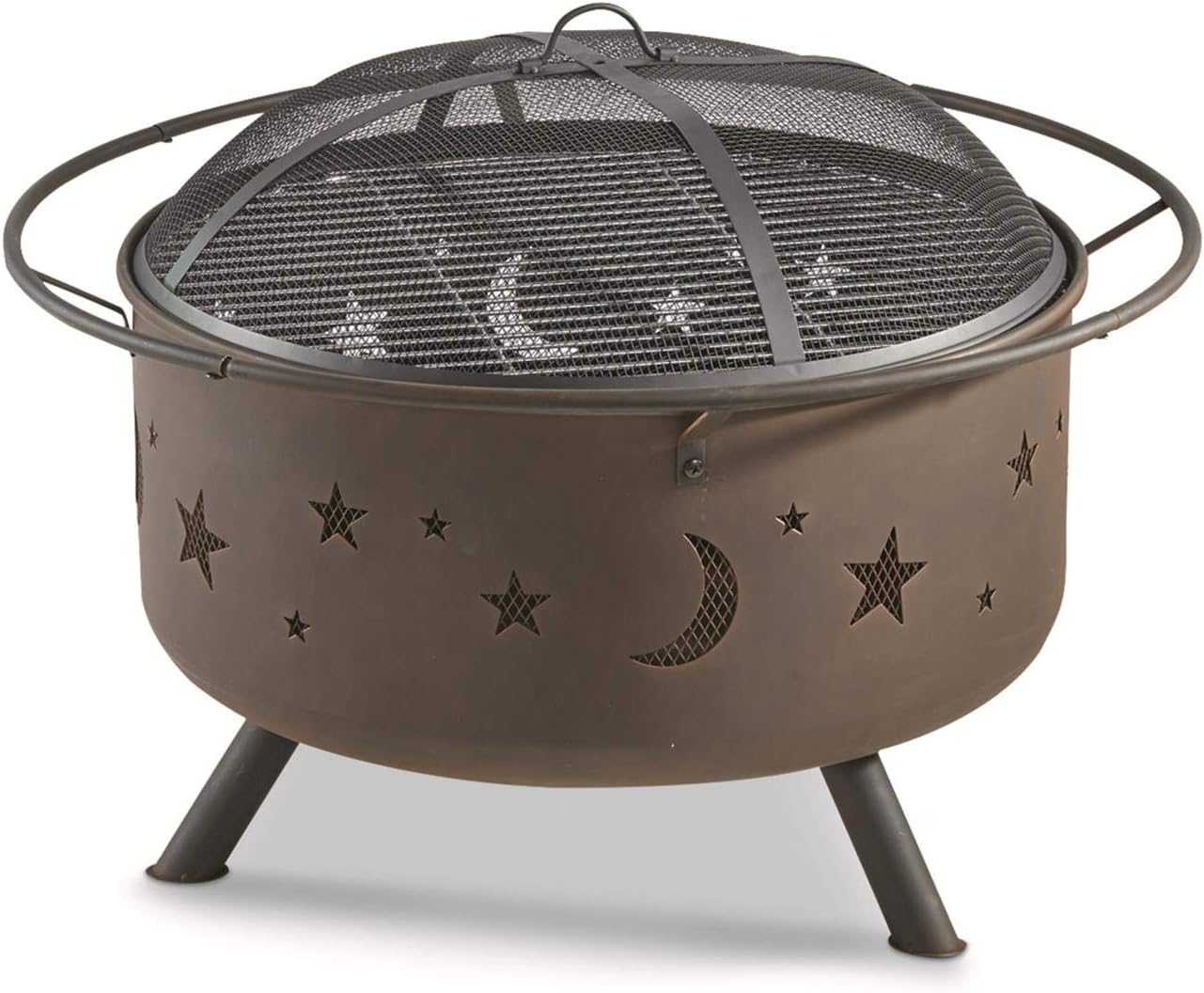 CASTLECREEK Cosmic Fire Pit with BBQ Grill Outdoor Wood Burning Steel Log Firepit for Camping, Grilling, Smores, Yard, Cooking Outside, Barbecue, Bonfire
