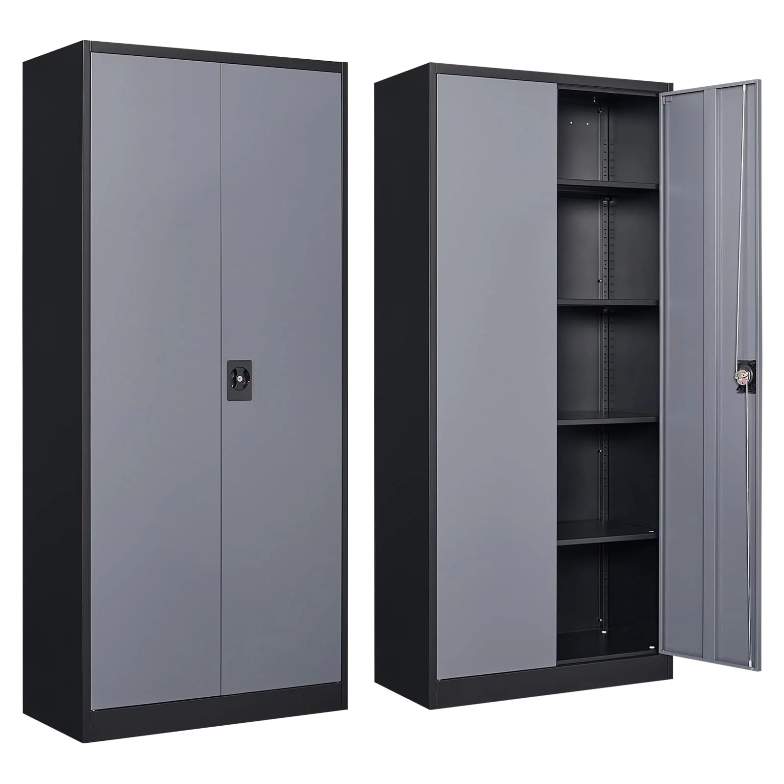 STANI Metal Storage Cabinet with Lock Door, 71" Adjustable Shelf Steel Lockers for Office, Home,School,Garage Utility Tool Cabinet