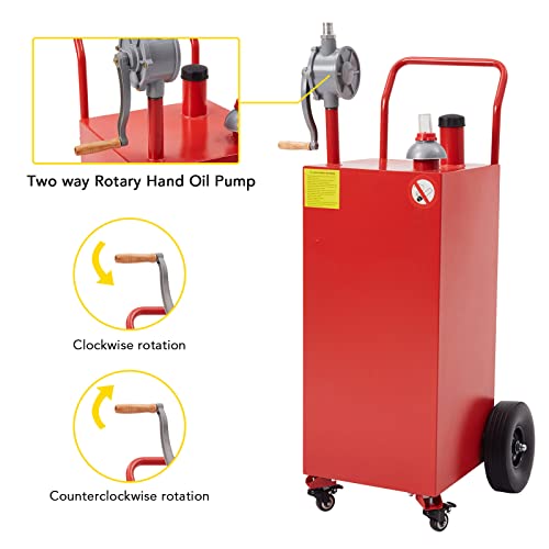 30 Gallon Gas Caddy - Portable Fuel Tank with Pump and Wheels Portable Fuel Storage Tank for Car, Lawnmower, ATV, Boat, Motorcycle